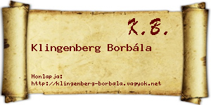 Klingenberg Borbála névjegykártya